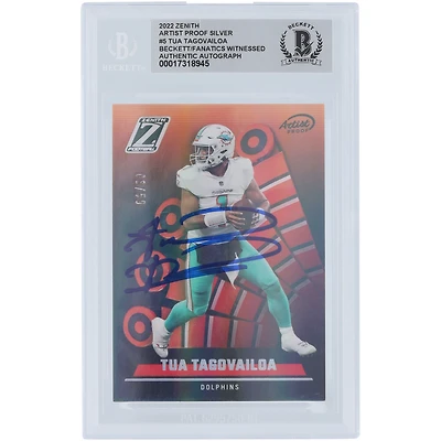 Tua Tagovailoa Miami Dolphins Autographed 2022 Panini Zenith Artist Proof Silver #5 #/50 Beckett Fanatics Witnessed Authenticated Card