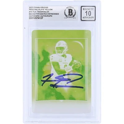 Tua Tagovailoa Miami Dolphins Autographed 2023 Panini Origins Yellow Printing Plate #70 #1/1 Beckett Fanatics Witnessed Authenticated 10 Card