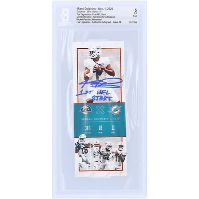 Tua Tagovailoa Miami Dolphins Autographed First Career Start Commemorative Beckett Fanatics Witnessed Authenticated 5/10 Ticket from November 1, 2020 with "1ST NFL START" Inscription