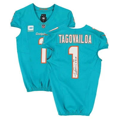 Tua Tagovailoa Miami Dolphins Autographed Game-Used #1 Aqua Nike Jersey vs. Baltimore Ravens on October 30, 2025 with "GU 10-30-25" Inscription