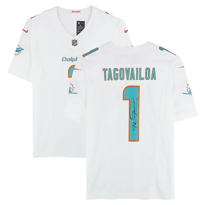 Tua Tagovailoa Miami Dolphins Autographed White Nike Vapor F.U.S.E. Limited Jersey  