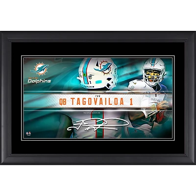 Tua Tagovailoa Miami Dolphins Facsimile Signature Framed 10" x 18" Player Nameplate Collage