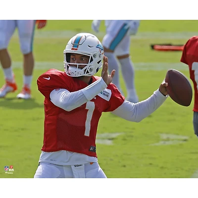 Tua Tagovailoa Miami Dolphins Unsigned First Training Camp Pass Photograph