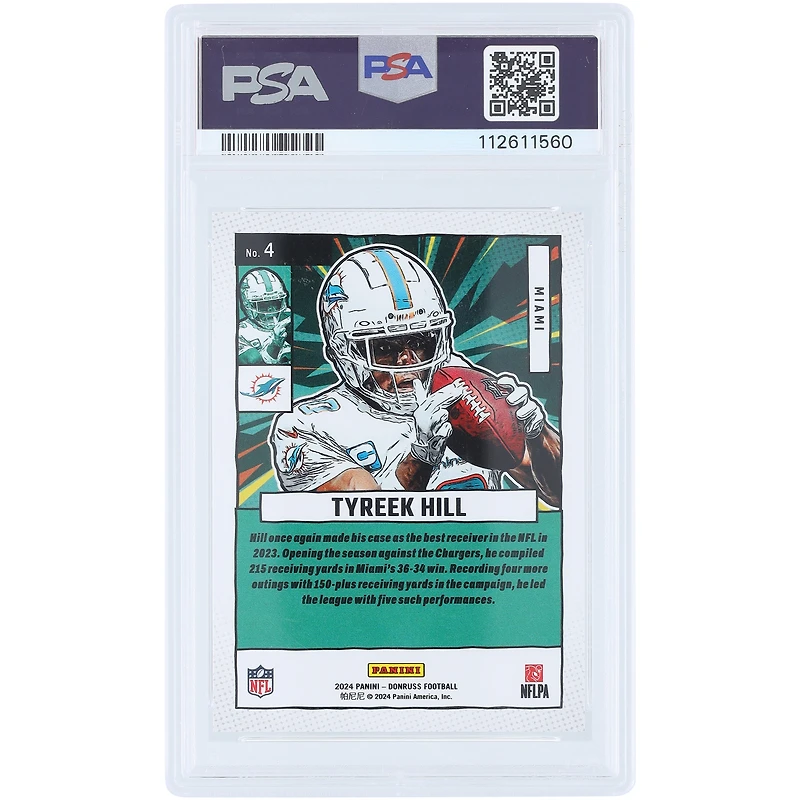 Tyreek Hill Miami Dolphins 2024 Panini Donruss Gridiron Marvels Case Hit #4 PSA Carte authentifiée 10