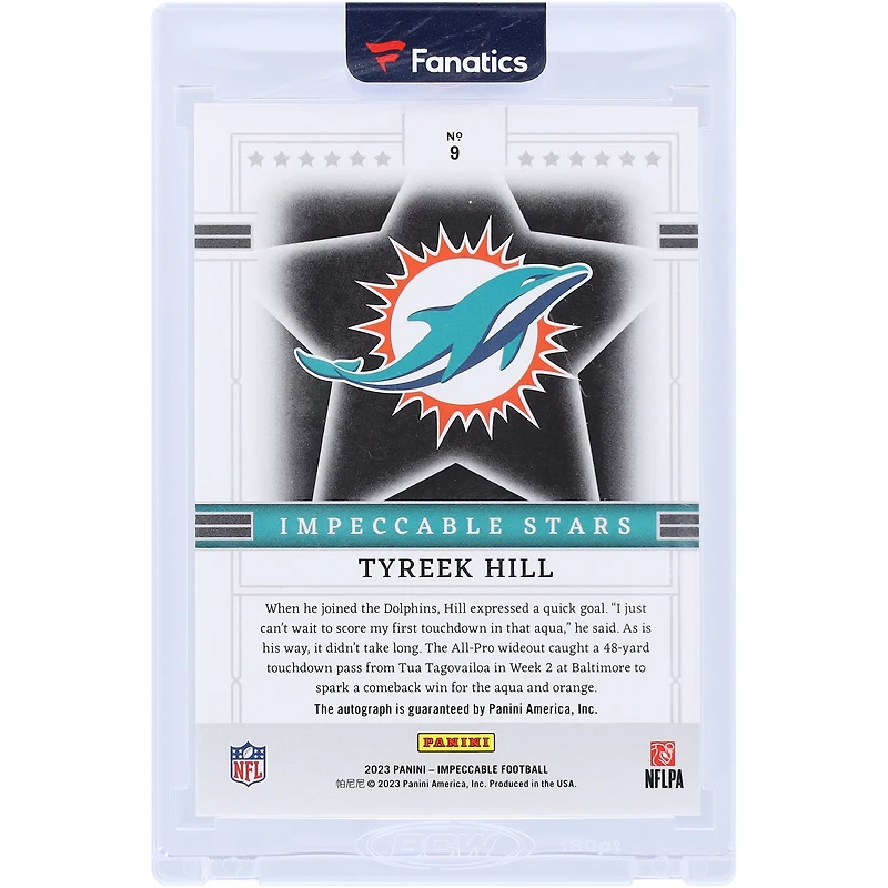 Tyreek Hill Miami Dolphins Autographed 2023 Panini Impeccable Impeccable Stars #9 #6/25 Card