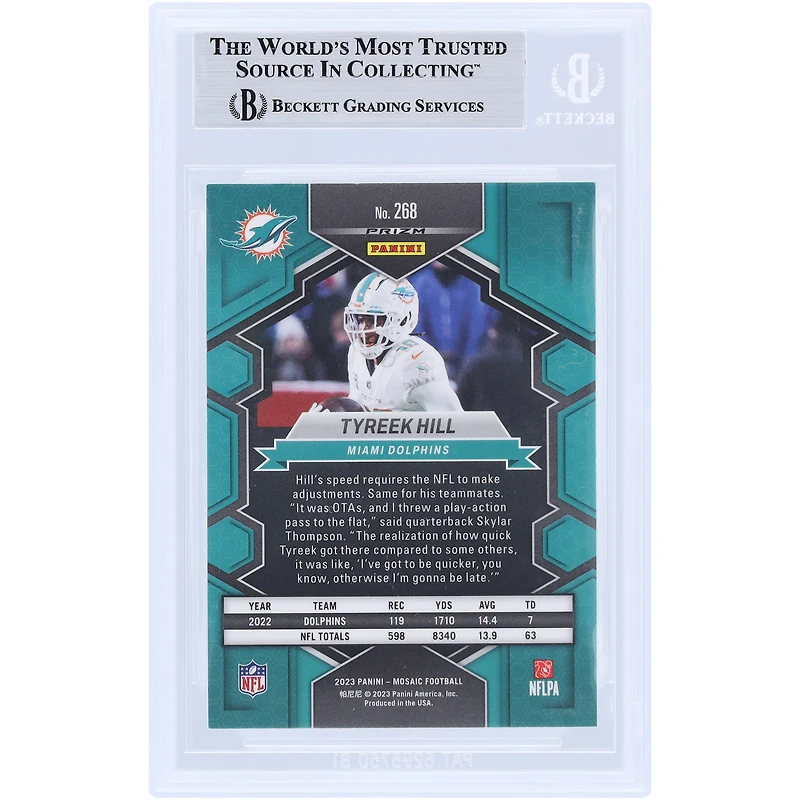 Tyreek Hill Miami Dolphins Autographed 2023 Panini Mosaic Green National Pride #268 Beckett Fanatics Witnessed Authenticated Card