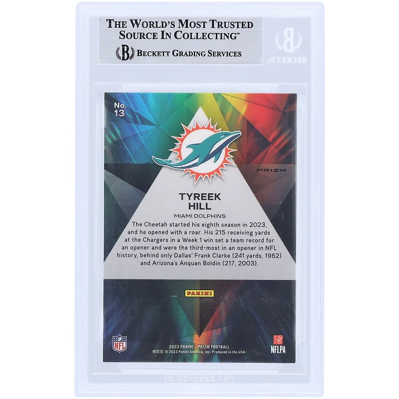Tyreek Hill Miami Dolphins Autographed 2023 Panini Prizm Green Ice Prizmatic #13 Beckett Fanatics Witnessed Authenticated Card