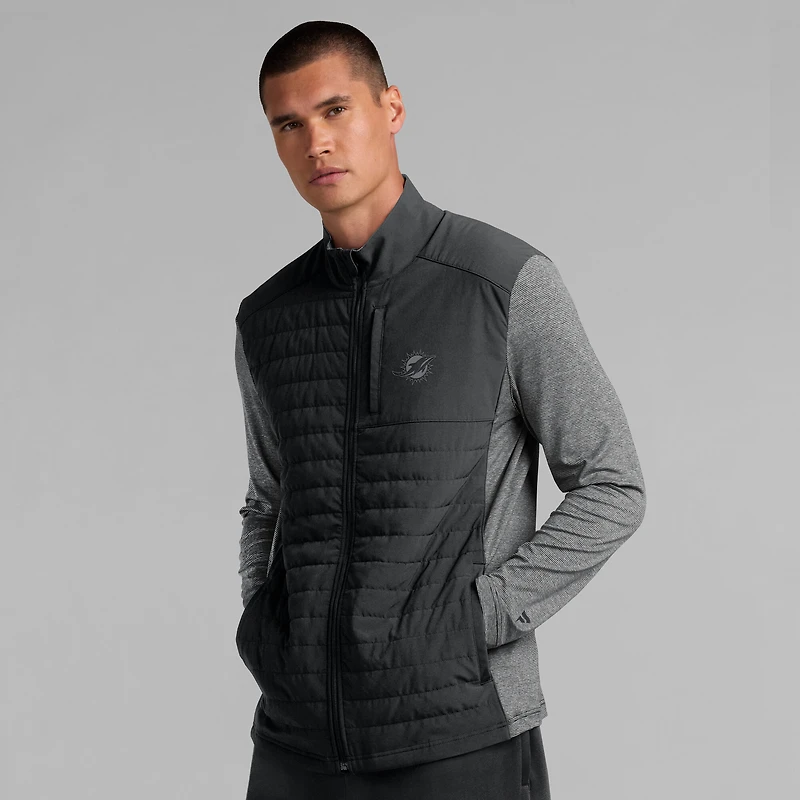 Veste unisexe Fanatics noire/gris chiné Miami Dolphins Front Office entièrement zippée ton sur