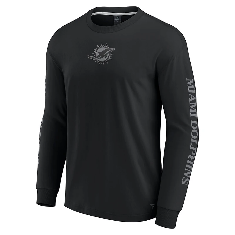 T-shirt unisexe à manches longues Fanatics noir des Dolphins de Miami Elements Strive