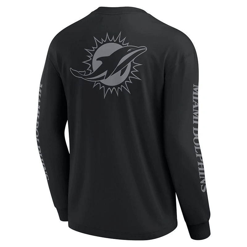 T-shirt unisexe à manches longues Fanatics noir des Dolphins de Miami Elements Strive