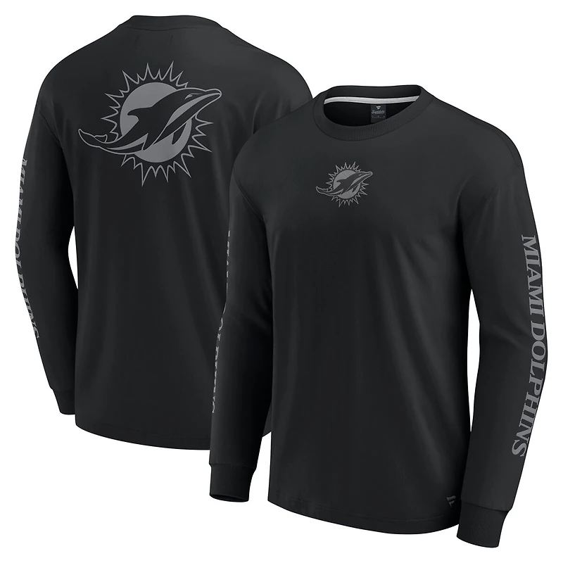 T-shirt unisexe à manches longues Fanatics noir des Dolphins de Miami Elements Strive