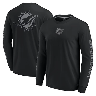 T-shirt unisexe à manches longues Fanatics noir des Dolphins de Miami Elements Strive