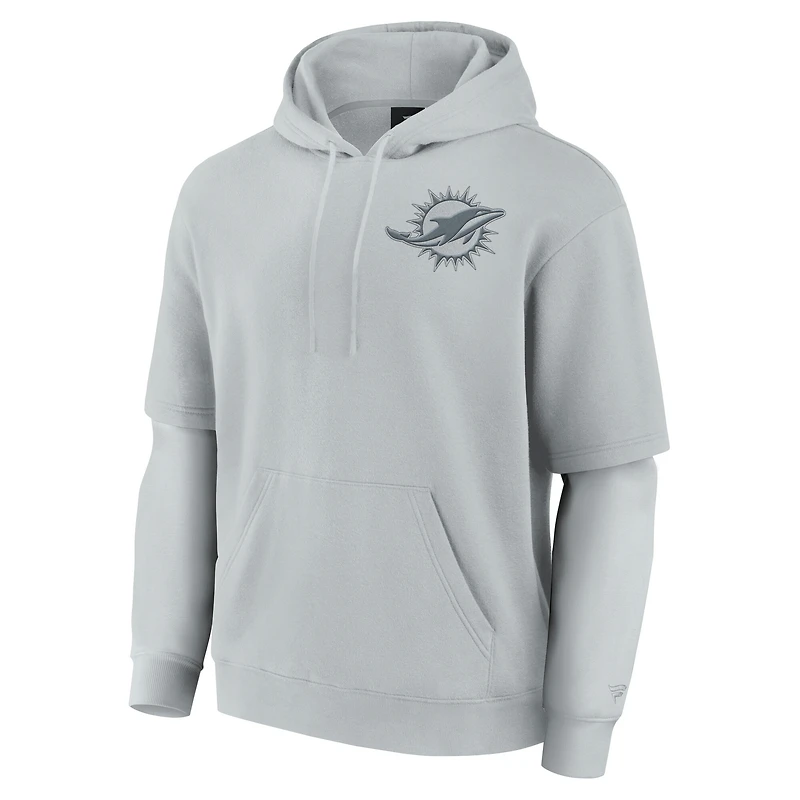 Unisex Fanatics  Gray Miami Dolphins Sleek Elements Pullover Hoodie