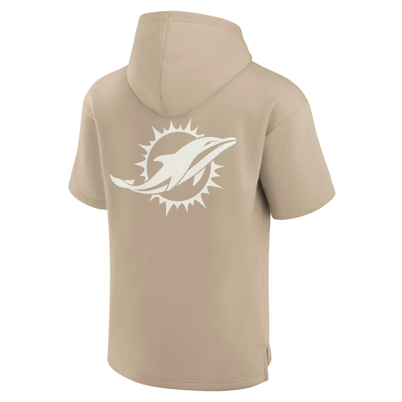Sweat à capuche unisexe Fanatics kaki Miami Dolphins Elements en polaire super douce manches courtes
