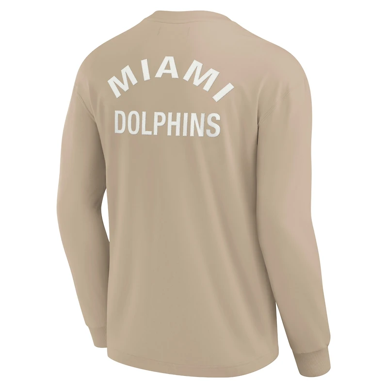 T-shirt unisexe Fanatics kaki Miami Dolphins Elements super doux à manches longues