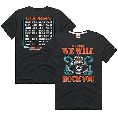 Unisex Homage Charcoal Miami Dolphins 2026 NFL Schedule Queen Tri-Blend T-Shirt