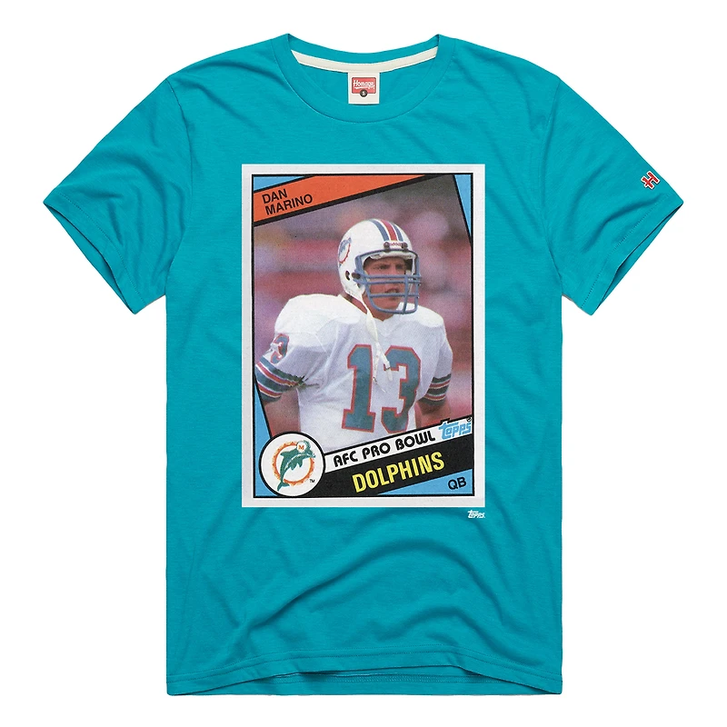 T-shirt unisexe Hommage à Dan Marino Aqua Miami Dolphins NFL Topps Trading Card Tri-Blend