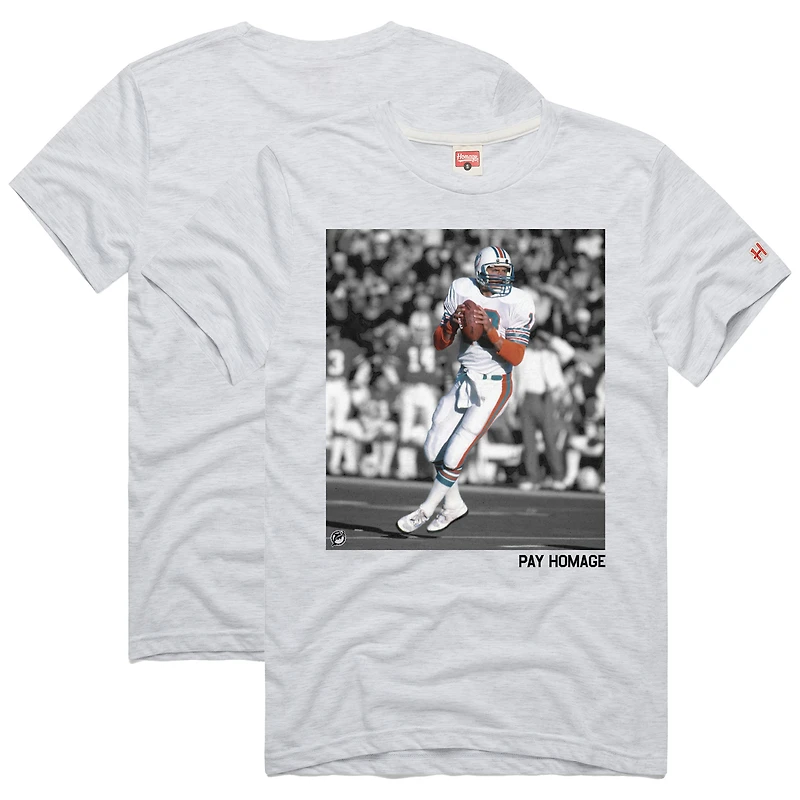 Unisex Homage Dan Marino Ash Miami Dolphins Pay Tri-Blend T-Shirt