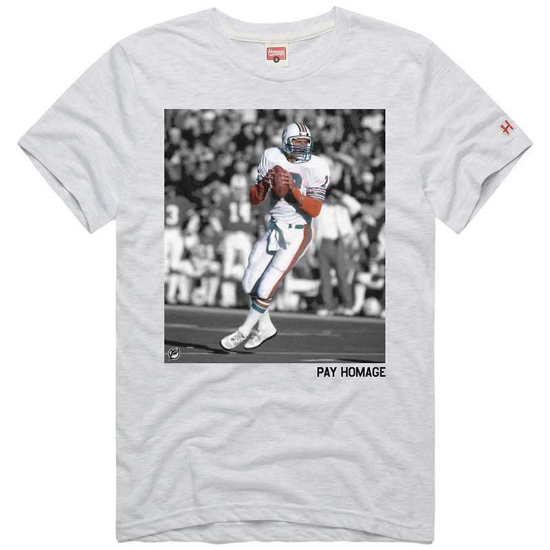 Unisex Homage Dan Marino Ash Miami Dolphins Pay Tri-Blend T-Shirt