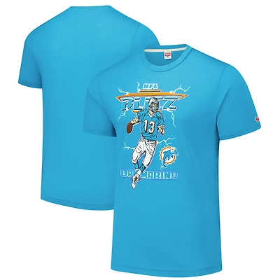 T-shirt unisexe hommage Dan Marino chiné aqua Miami Dolphins NFL Blitz joueur retraité tri-blend