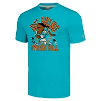 T-shirt unisexe hommage Tyreek Hill chiné aqua Miami Dolphins caricature joueur tri-blend