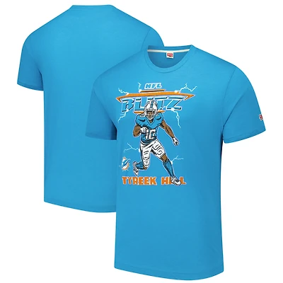 Unisex Homage Tyreek Hill Heathered Aqua Miami Dolphins NFL Blitz Player Tri-Blend T-Shirt
