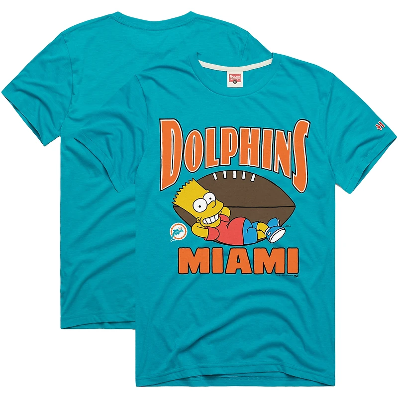 Unisex Homage x The Simpsons Aqua Miami Dolphins Tri-Blend T-Shirt