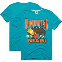 Unisex Homage x The Simpsons Aqua Miami Dolphins Tri-Blend T-Shirt