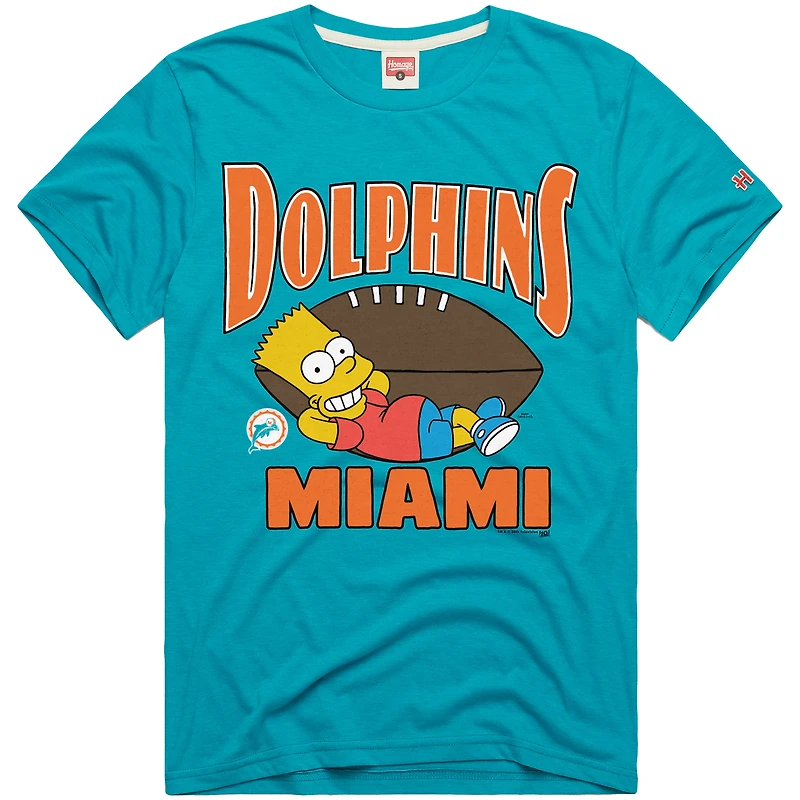 T-shirt unisexe Homage x Les Simpson Aqua Miami Dolphins Tri-Blend