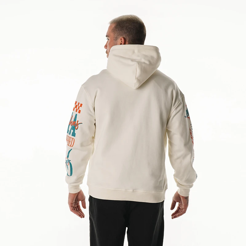 Unisex The Wild Collective Cream Miami Dolphins Stacked Graphic Sleeve Fleece Hoodie