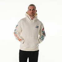 Unisex The Wild Collective  Cream Miami Dolphins Stacked Graphic Sleeve Fleece Hoodie