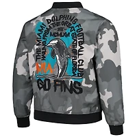 Blouson aviateur camouflage unisexe The Wild Collective gris Miami Dolphins