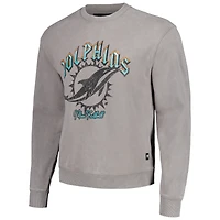 Unisex The Wild Collective Gray Miami Dolphins Distressed Pullover Sweatshirt