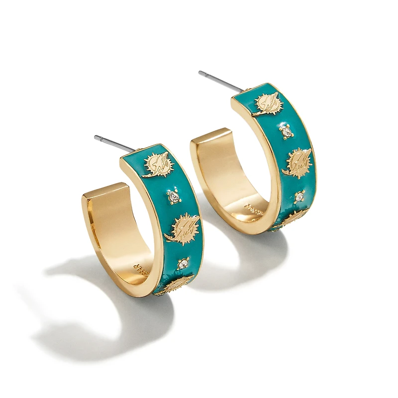 Boucles d'oreilles créoles en émail WEAR By Erin Andrews x BaubleBar Miami Dolphins