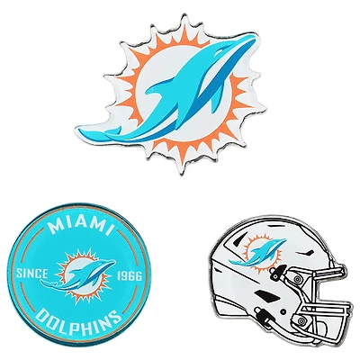 Lot de 3 aimants de réfrigérateur haut de gamme WinCraft Miami Dolphins