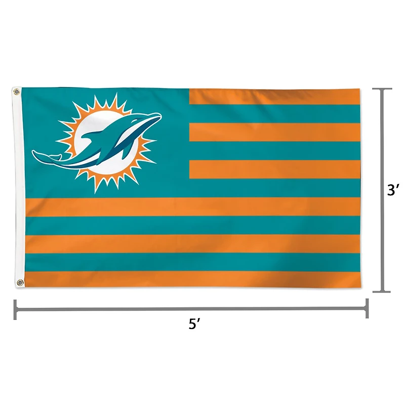 Drapeau WinCraft Miami Dolphins 3' x 5' Americana Stars & Stripes Deluxe