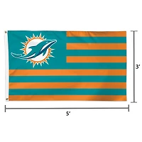 Drapeau WinCraft Miami Dolphins 3' x 5' Americana Stars & Stripes Deluxe