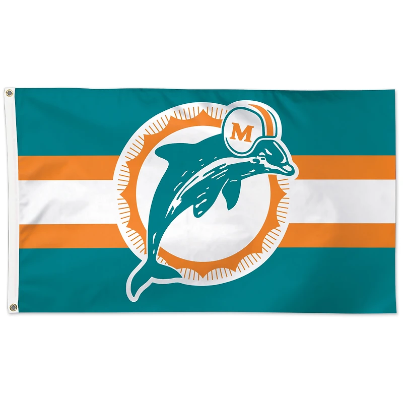 WinCraft Miami Dolphins 3' x 5' Drapeau unilatéral avec logo historique