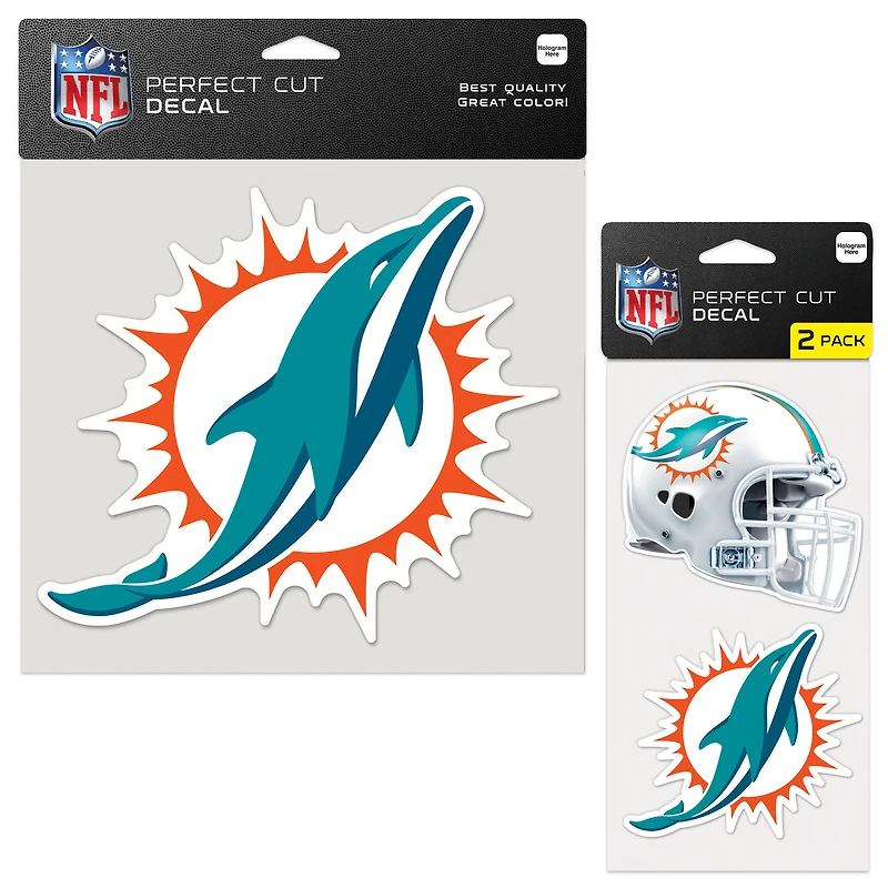 Lot de deux autocollants WinCraft Miami Dolphins Perfect Cut