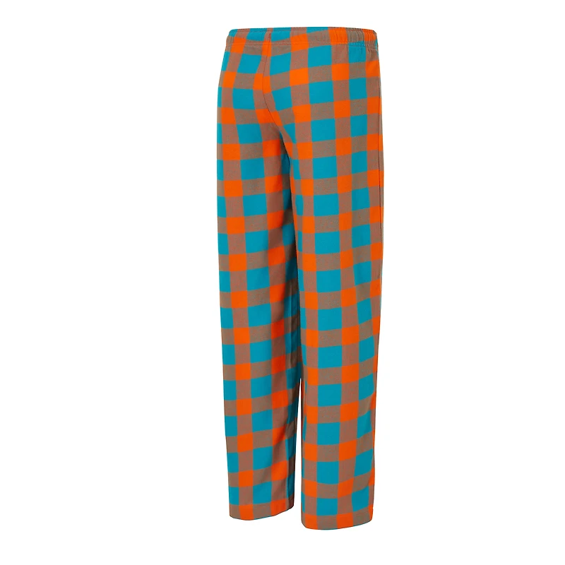 Ensemble pyjama en flanelle pour femme Concepts Sport Aqua/Orange Miami Dolphins Avondale avec t-shirt et pantalon