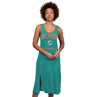 Robe longue G-III 4Her par Carl Banks pour femme, couleur turquoise, Miami Dolphins Center Field