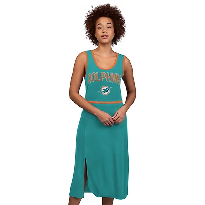 Robe longue G-III 4Her par Carl Banks pour femme, couleur turquoise, Miami Dolphins Center Field