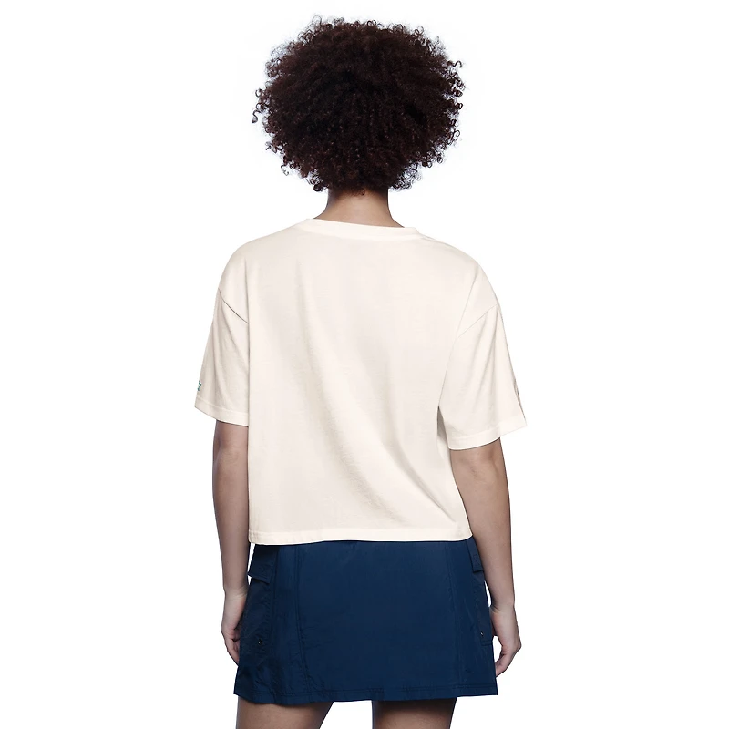 T-shirt court blanc pour femme avec imprimé rétro des Miami Dolphins, style boxy, Play the Ball