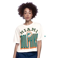 T-shirt court blanc pour femme avec imprimé rétro des Miami Dolphins, style boxy, Play the Ball