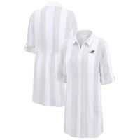 Women's Tommy Bahama  Khaki/White Miami Dolphins Rugby Beach Stripe Button-Up Tunic