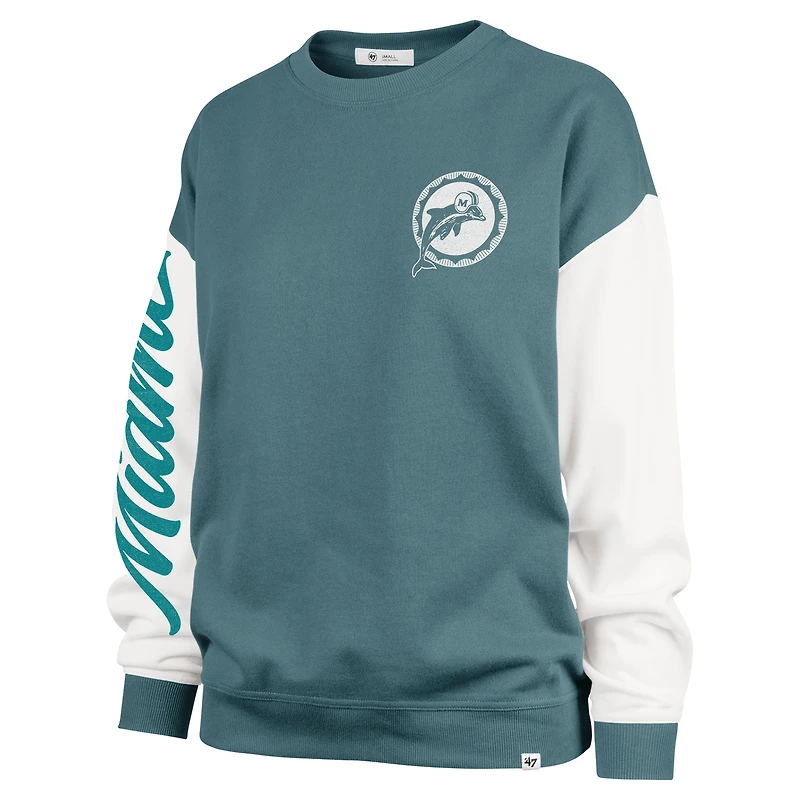 Sweat-shirt à enfiler Rise Andie pour femme '47 Aqua Miami Dolphins Double Header