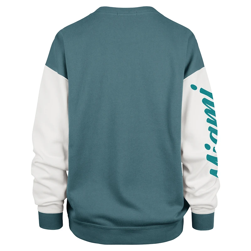 Sweat-shirt à enfiler Rise Andie pour femme '47 Aqua Miami Dolphins Double Header