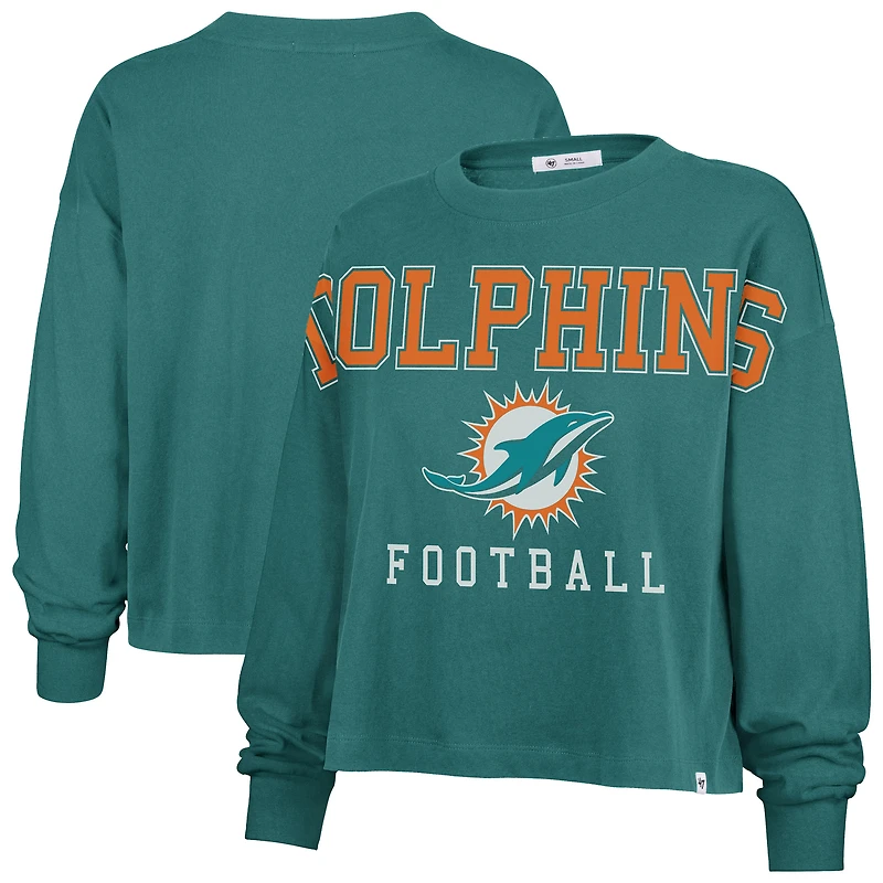 Women's '47 Aqua Miami Dolphins Outreach City Oversized Long Sleeve T-Shirt