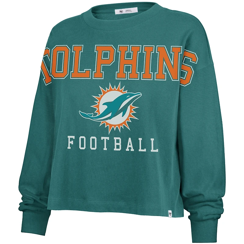 Women's '47 Aqua Miami Dolphins Outreach City Oversized Long Sleeve T-Shirt