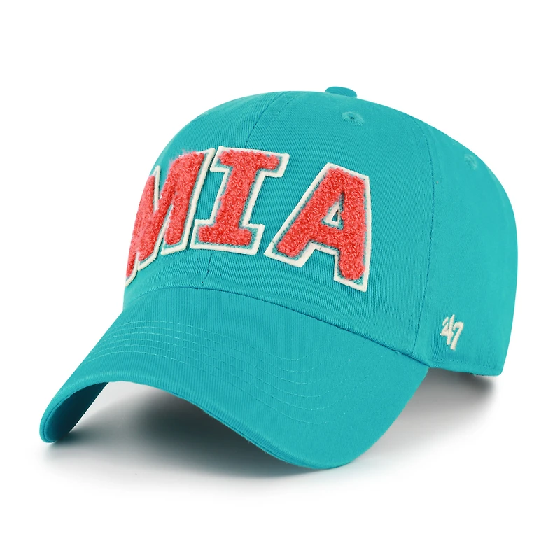 Women's '47  Aqua Miami Dolphins Zoey Clean Up Adjustable Hat